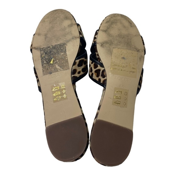 J. Crew Women’s Leather Leopard CrissCross Strap Sandals - Picture 6 of 9